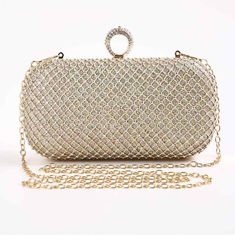 Party Bags - パーティーバッグ レディース クラッチ 鞄 フォーマル 結婚式 二次会 披露宴 ドレス用 ラインストーン ビジュー キラキラ ゴージャス 斜め掛け ショルダー 手提げ ポーチ 高級感 ブラック ゴールド シルバー