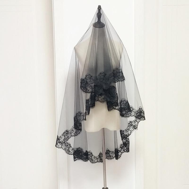 ベール レディース ロング 黒 レース 刺繍 1.5-3m ヘアアクセサリー 髪飾り ブライダル 花嫁 結婚式 ハロウィン フォト ゴシック ケープ ショール 衣装 高級感 ポリエステル エレガント シースルー 透け感 秋冬