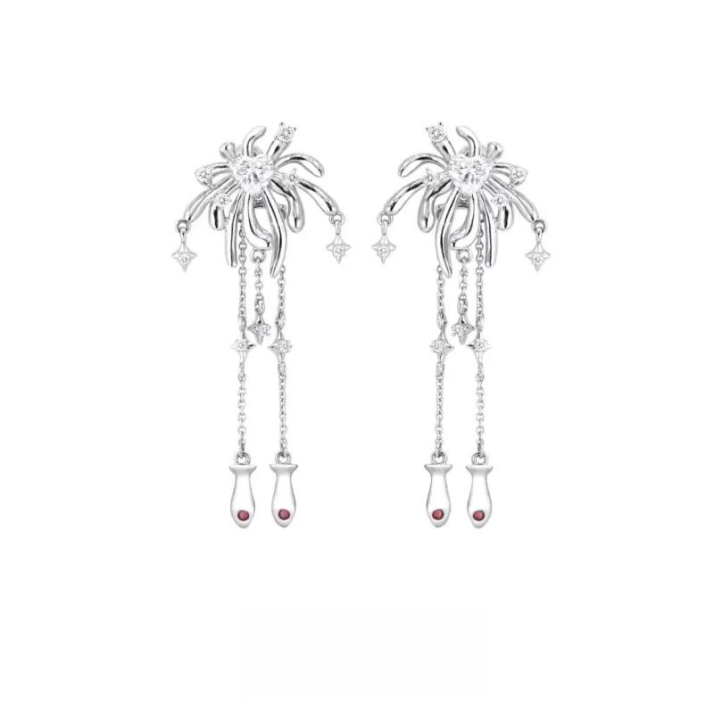 Pink - ピアス レディース 925シルバー 銀製 耳飾り ジュエリー アクセサリー 花火 モチーフ 高級感 電気メッキ加工 ドロップ型 しずく型 ティアードロップ 水滴型 上品 きれいめ おしゃれ 大人 通勤 普段使い オフィス 春
