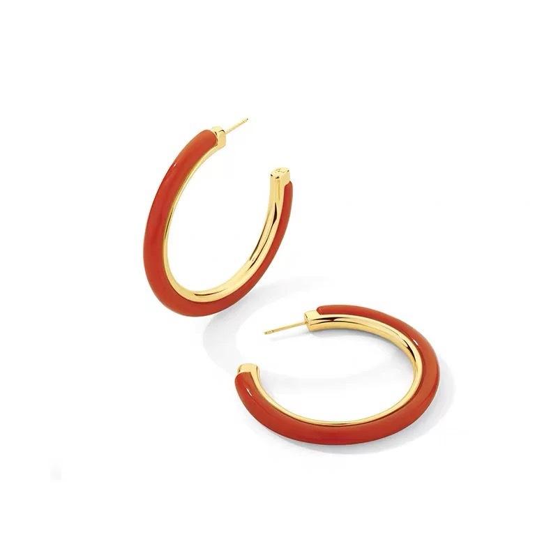 Rubellite - ピアス レディース フープ リング サークル 幾何学 ジオメトリック 電気メッキ加工 シルバー925 上品 高級感 シンプル アクセサリー 普段使い 通勤 カジュアル 春夏 ホワイト グリーン レッド