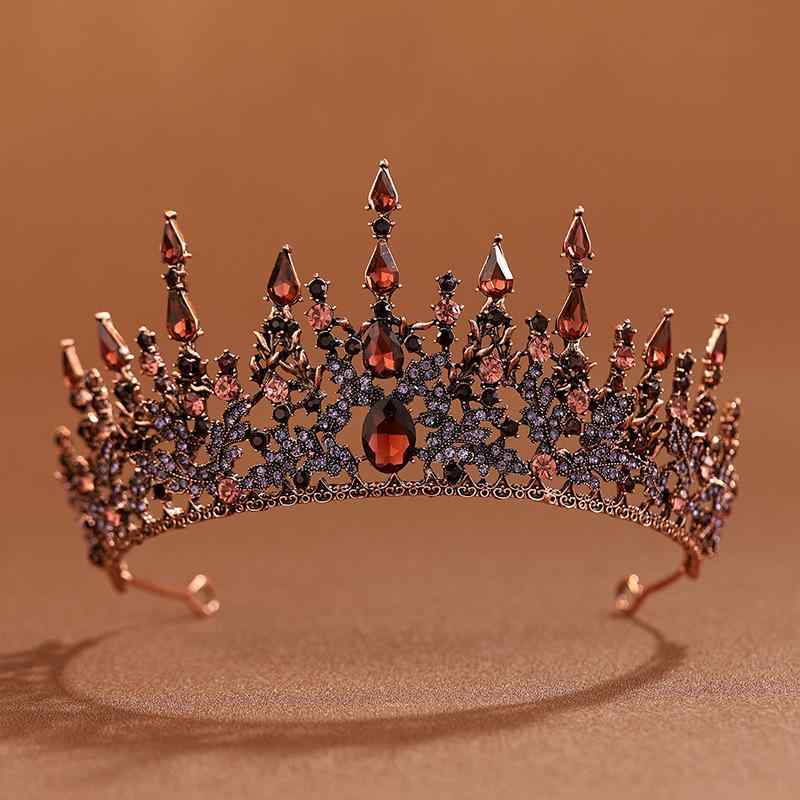 ヘアアクセサリー レディース クラウン 王冠 ヘッドドレス 髪飾り 花嫁 ウェディング ブライダル バロック レトロ アンティーク風 高級感 エレガント ゴージャス プリンセス クイーン 披露宴 二次会 発表会 合金 ライトブラウン 春夏