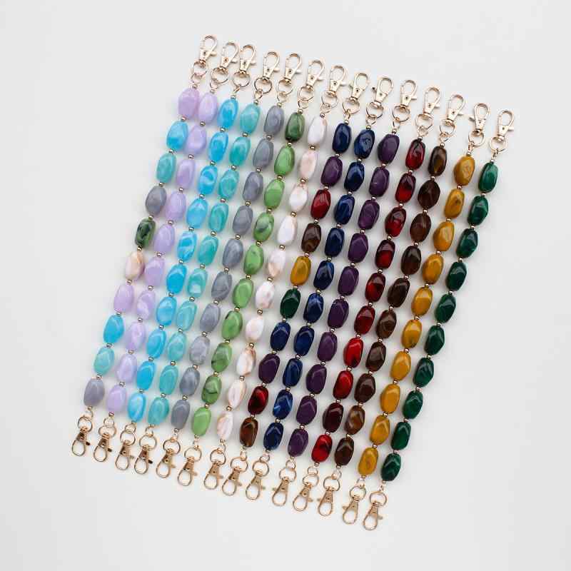 Entertainment, Talents - バッグストラップ レディース アクリル チェーン ハンドル 手提げ 鞄ベルト DIY パーツ アクセサリー 付け替え 幾何学模様 エレガント 上品 高級感 ネイビー イエロー ピンク 31.5cm 73.6cm オールシーズン ショルダーベルト