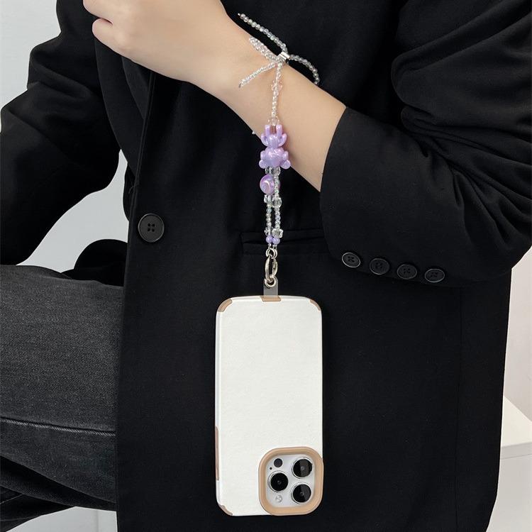 Entertainment, Talents - 携帯ストラップ レディース スマホチェーン 手首用 キーホルダー かわいい スイート フェミニン 韓国 ハート リボン 蝶結び 天使 マスコット 透明 クリア 紫 ホワイト 紛失防止 鍵 バッグチャーム 小物 飾り