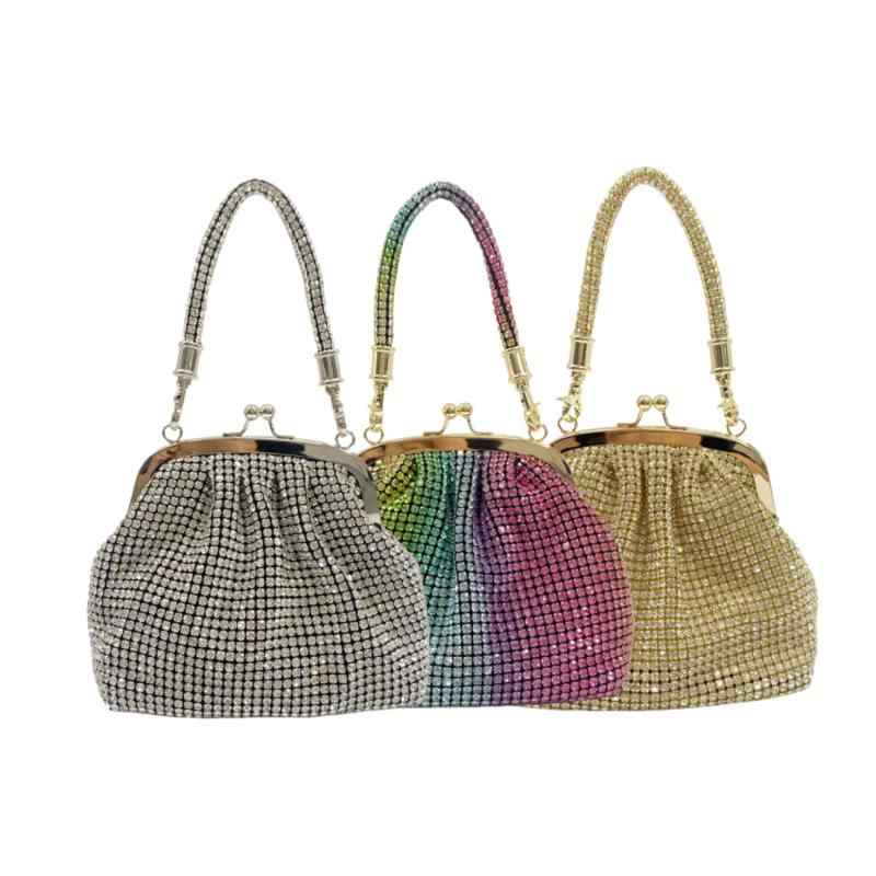 Party Bags - ハンドバッグ レディース 鞄 クラッチ パーティー ラインストーン ジルコニア シェル型 クラウド 餃子 結婚式 披露宴 二次会 フォーマル キラキラ プリーツ がま口 アクリル 春夏 金 銀 マルチカラー 高級感