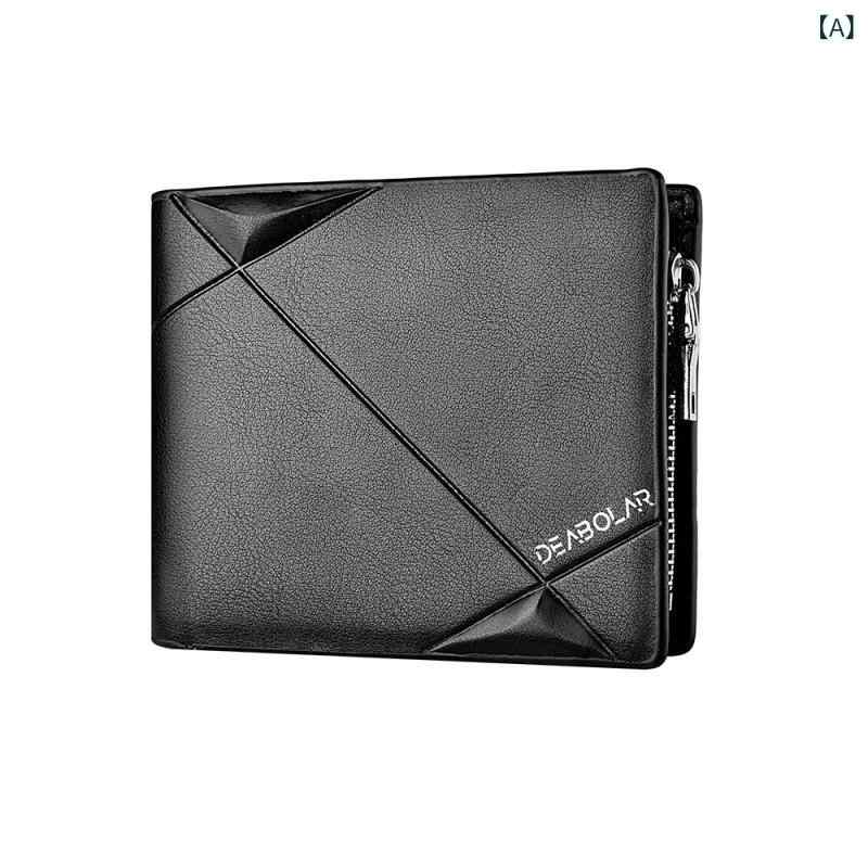 M - 財布 メンズ 三つ折り 横型 ウォレット 男性用 ビジネス PUレザー 札入れ コインケース ファスナー カード収納 免許証ホルダー 写真ポケット 多機能 大容量 軽量 高級感 ソフト ブラック ブラウン コーヒー 普段使い 通勤