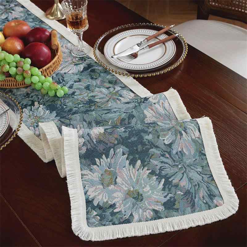Table Runners - テーブルランナー フレンチ ヴィンテージ風 レトロ 油絵調 ボタニカル フラワー 高級感 クラシック おしゃれ センタークロス ランチョンマット ベッドスロー 布製 ポリエステル 綿混 リビング ダイニング 寝室 テレビ台