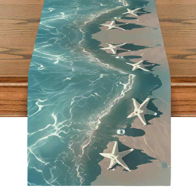 Table Runners - テーブルランナー ビーチ センタークロス 洗える 屋内外兼用 アウトドア キッチン ダイニング インテリア モダン シンプル ボタニカル 花柄 植物 リーフ ポリエステル 黄 黒 汚れ防止 耐久性 滑り止め カフェ