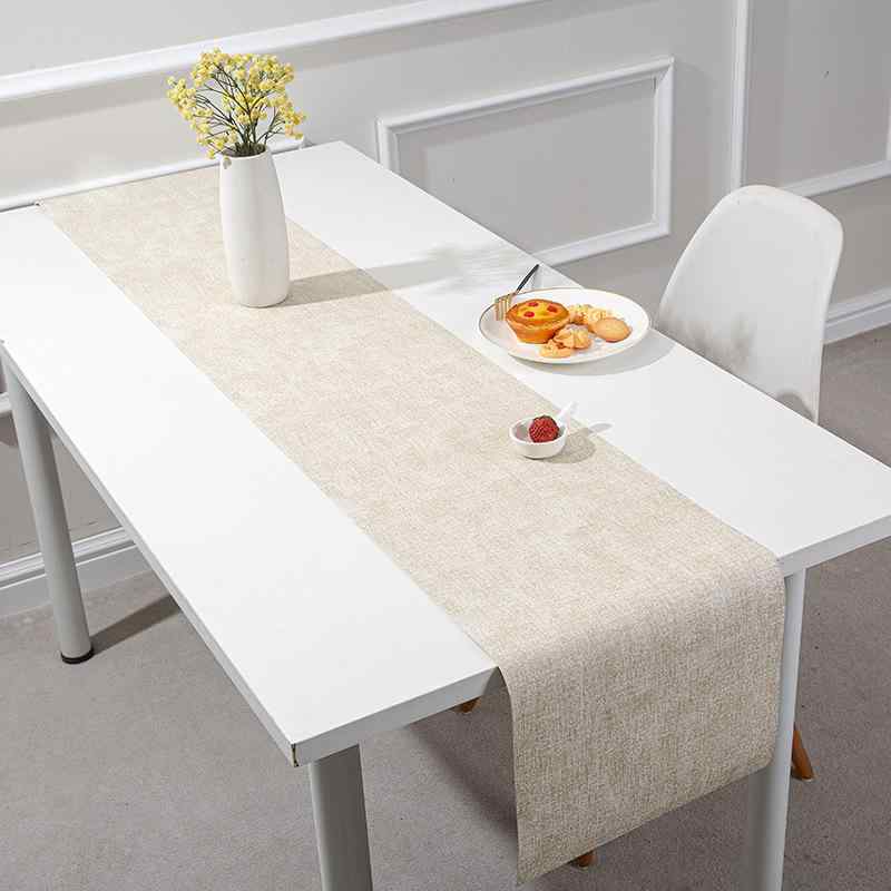 Table Runners - テーブルランナー テーブルセンター テーブルクロス テーブルマット 合成革 PUレザー リネン風 撥水 防水 防汚 防油 お手入れ簡単 北欧風 モダン シンプル ホワイト アイボリー オフホワイト 高級感 ダイニング リビング インテリア