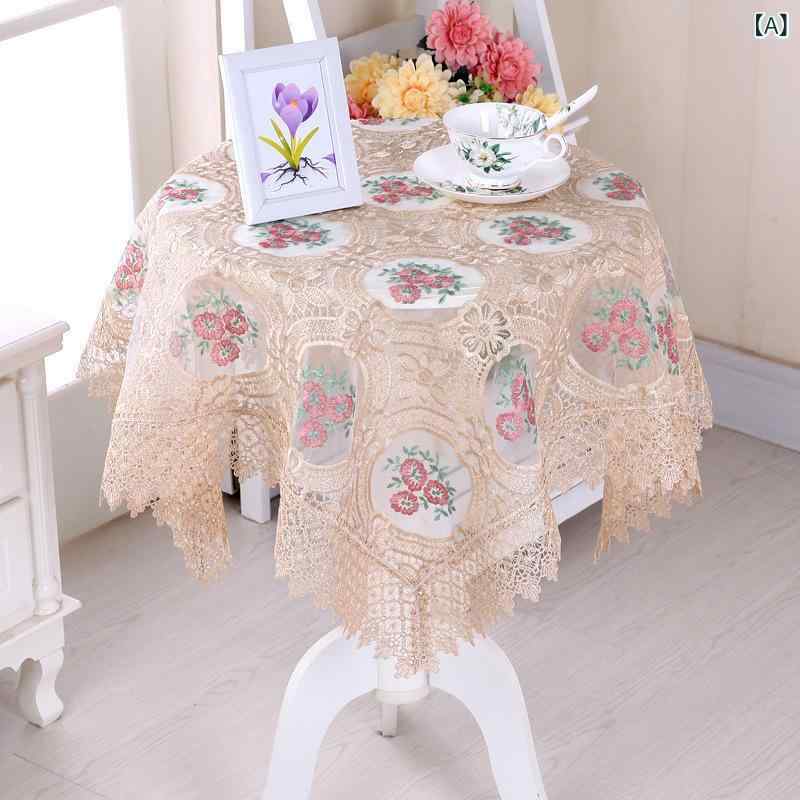 テーブルクロス レース 刺繍 オーガンジー マルチカバー デスクマット 食卓 普段使い 模様替え 正方形 長方形 円形 ブラウン ホワイト レッド モダン シンプル インテリア 防塵 汚れ防止 かわいい 梅の花 雪の結晶 エレガント 高級感 華やか オー