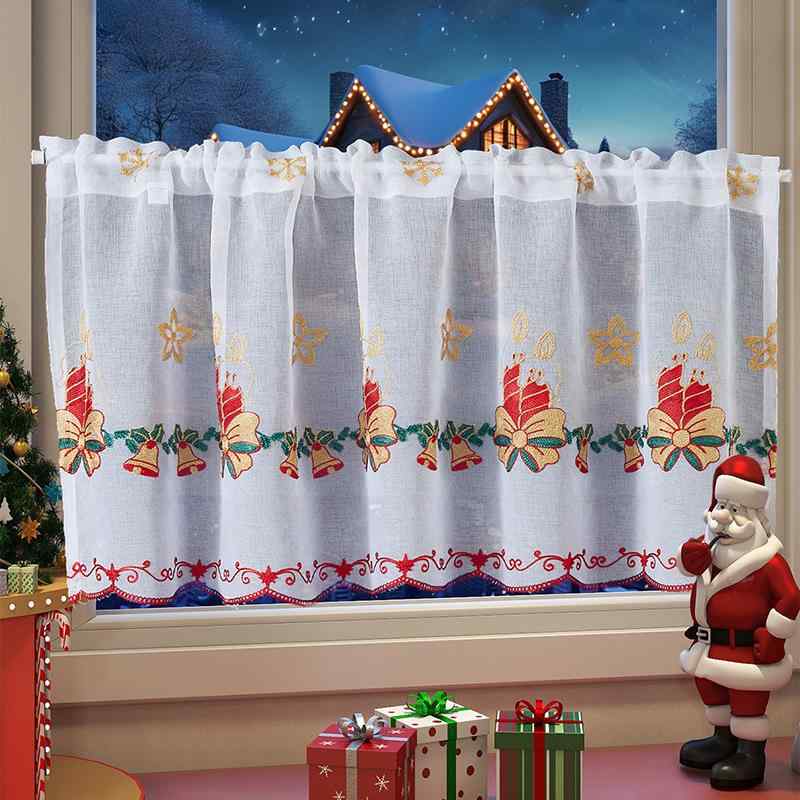 ・素材: ポリエステル・種類: 布製・カラー: クリスマスキャンドル・サイズ: 60×150cm、60×180cm・設置場所: リビング、寝室、ダイニング・スタイル: アメリカンスタイル・柄: 雪の結晶・カテゴリ: カフェカーテン、のれん