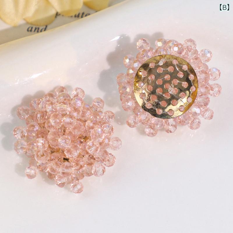 アクセサリーパーツ レディース フラワー 花 モチーフ 手編み ビーズ クリスタル フェイクパール ハンドメイド DIY 手芸 春夏 服飾資材 靴飾り 華やか かわいい 白 ピンク 赤 アレンジ デコレーション 材料 3