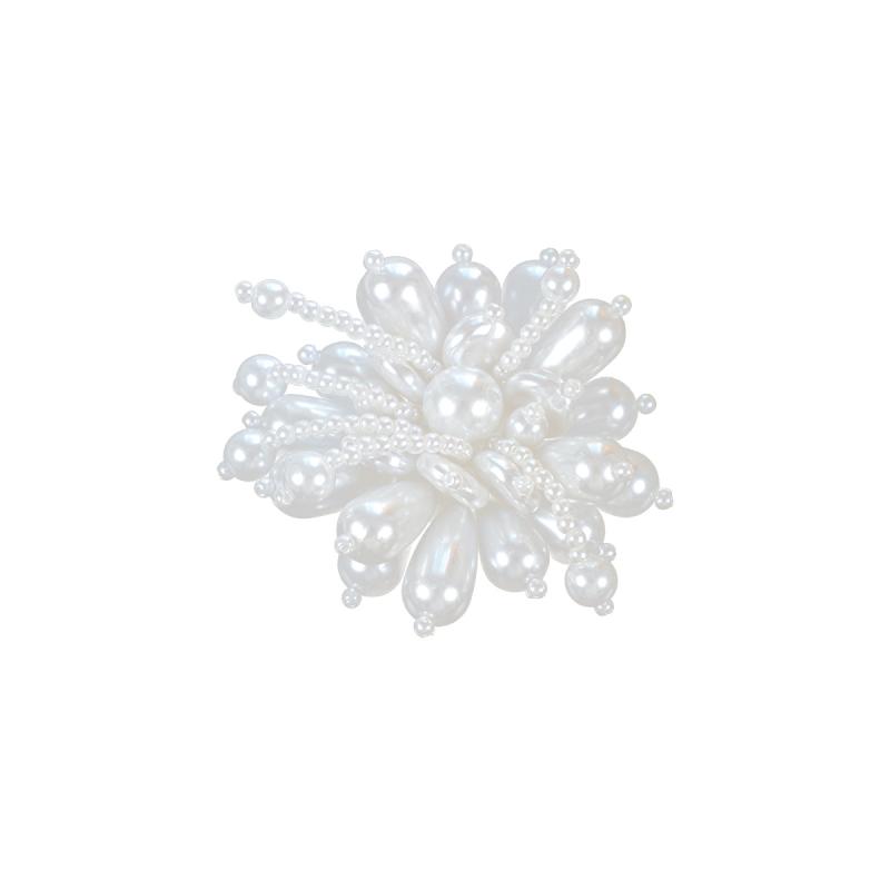 手芸材料 ハンドメイド フラワーモチーフ 花 フェイクパール 模造パール ビーズ 編み込み 装飾 鞄 靴 春夏 エレガント 高級感 かわいい 華やか アイボリー ホワイト系 樹脂 デコパーツ クラフト 小物 部品