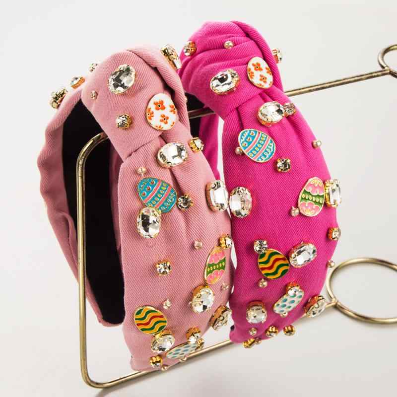 Jewelry, Accessories - カチューシャ レディース ヘアアクセサリー 髪飾り ヘッドバンド イースター エッグ 卵モチーフ ハンドメイド 手縫い 合金 ラインストーン ジルコニア エナメル 欧米風 エレガント かわいい 華やか 上品 冬 ローズレッド ピンク
