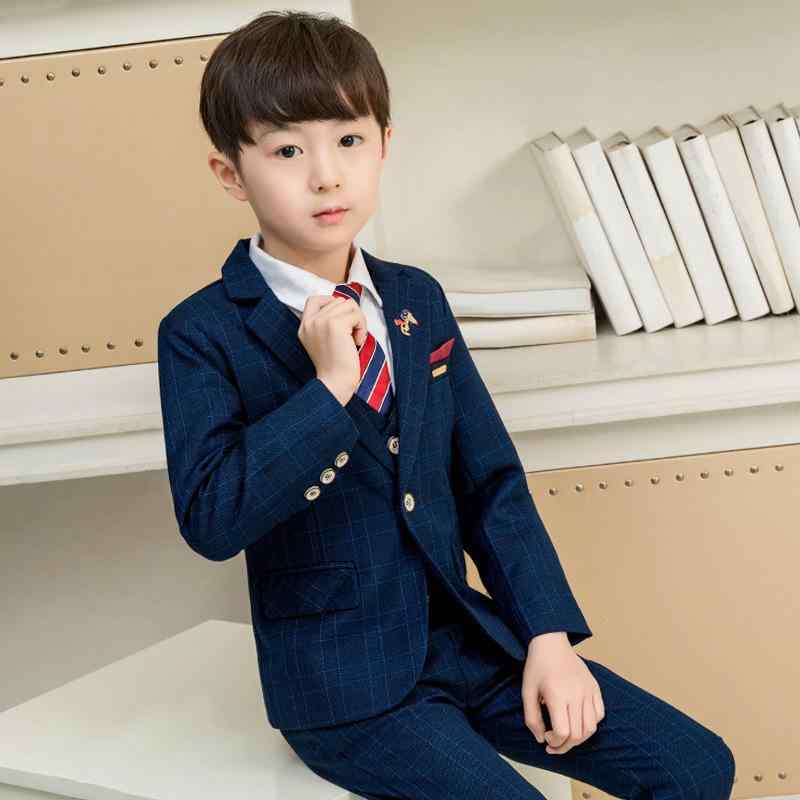 乐天商城 - スーツ 男の子 セットアップ 上下セット 発表会 結婚式 七五三 英国風 チェック柄 裏起毛 暖かい 秋冬 ポリエステル フォーマル 礼服 ブルー ボルドー 高級感 子供服 おしゃれ 長袖 格好いい