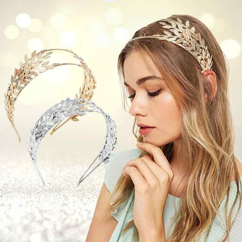 カチューシャ レディース ヘアアクセサリー ヘッドドレス 髪飾り 欧米風 バロック調 リーフ 葉 ギリシャ女神 王冠 ティアラ ブライダル 結婚式 披露宴 電気メッキ加工 合金 春夏 金 銀 高級感 かわいい 華やか エレガント 上品