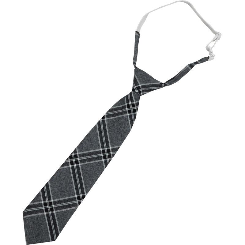 ネクタイ メンズ レディース JK 制服 スクール プレッピー ヴィンテージ風 レトロ 生徒 高校 中学 シャツ用 ワンタッチ 結ばない 簡単装着 矢印型 格子 チェック柄 ポリエステル ジャガード ブラウン グレー ブルー フォーマル カジュアル