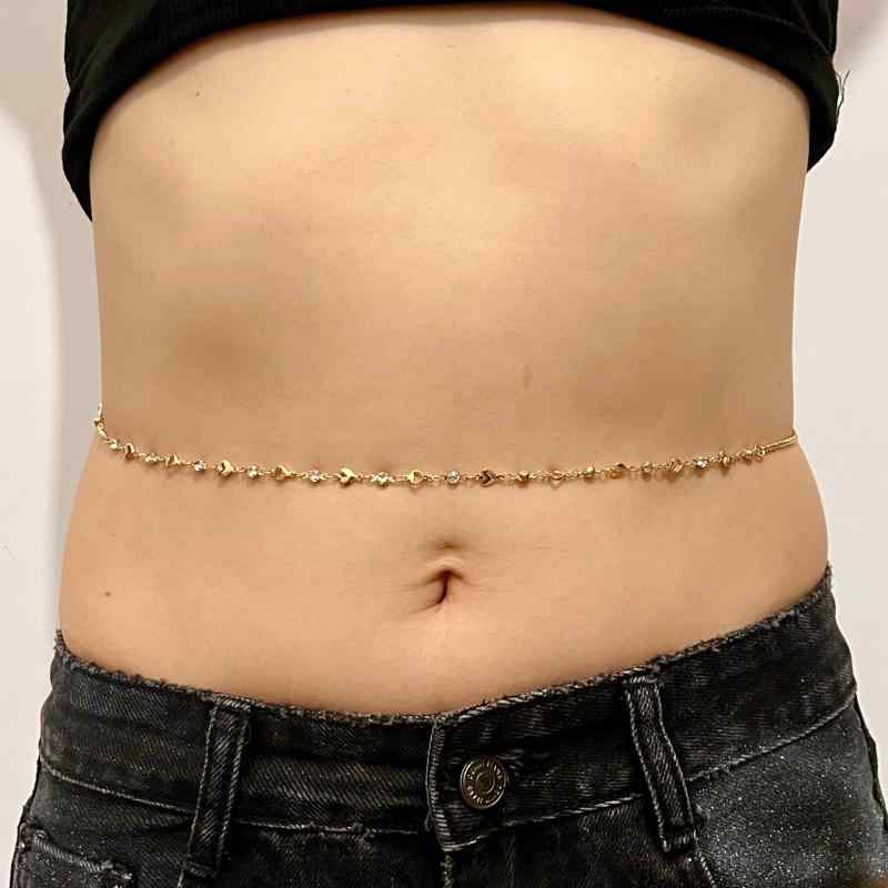 Hawaiian Jewelry - ボディチェーン レディース ウエストチェーン 腰飾り ハート ラインストーン ビジュー ビーチ 海 水着 セクシー ゴールド 合金 電気メッキ加工 エキゾチック エスニック パーティー 結婚式 華やか 高級感 かわいい 秋冬
