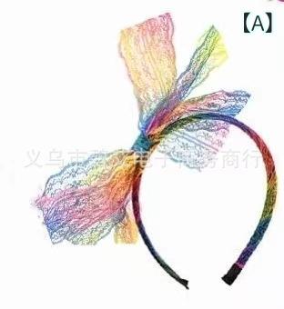 カチューシャ レディース ヘッドバンド 髪飾り ヘアアクセサリー ビッグリボン レース レトロ ヴィンテージ風 80年代 欧米 カラフル パーティー イベント コスプレ ハンドメイド かわいい 華やか