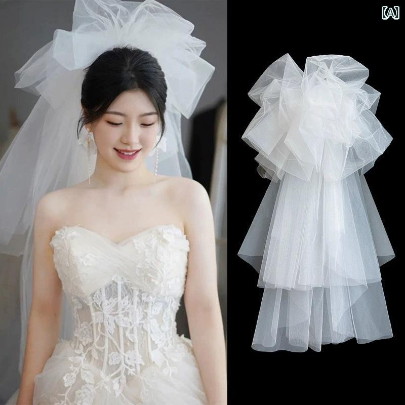 ウェディングベール レディース ブライダル 結婚式 花嫁 韓国 ふんわり ボリューム 記念写真 ロケフォト 街撮り ヘアアクセサリー ヘッドドレス 2層 コーム ホワイト フラワー 華やか 上品 かわいい 高級感 挙式 披露宴 二 2