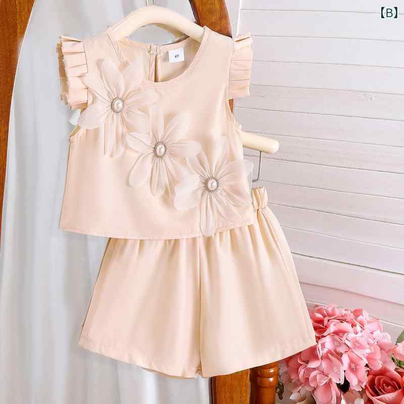 セットアップ キッズ 女の子 春夏 トップス ショートパンツ 子供服 フリル袖 ノー...