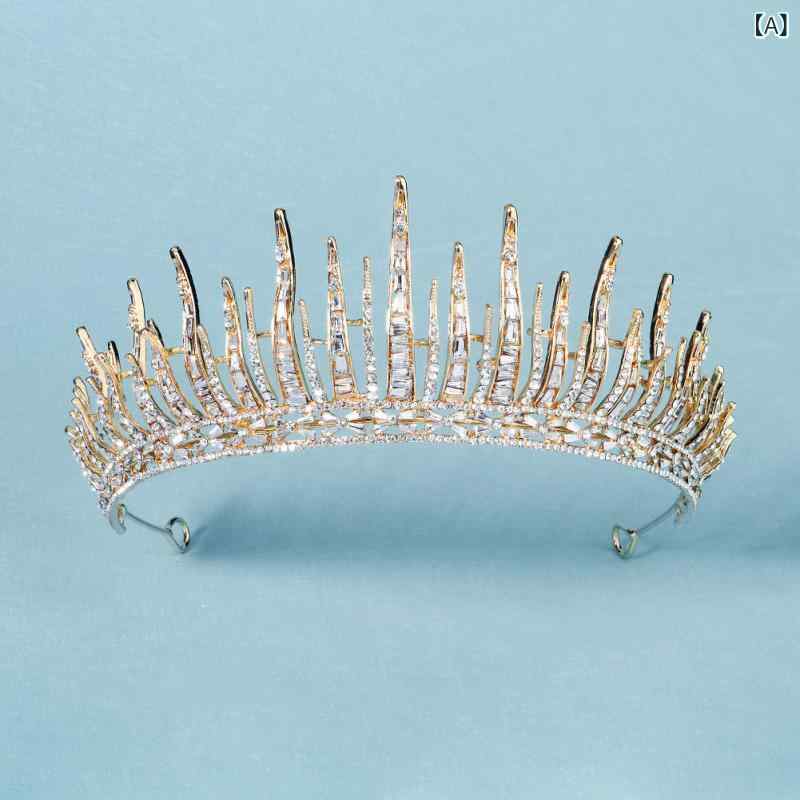ティアラ レディース 王冠 髪飾り ヘッドドレス ヘアアクセサリー ブライダル 結婚式 パーティー クリスタル ラインストーン 合金 電気メッキ加工 ヴィンテージ風 ゴージャス エレガント 高級感 ゴールド シルバー 2