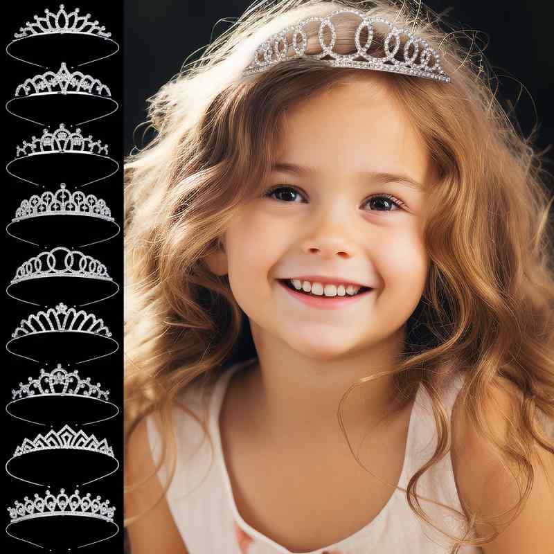 カチューシャ キッズ 女の子 子供 ヘアアクセサリー 王冠 ティアラ 髪飾り プリンセス ラインストーン ジルコニア かわいい 誕生日 発表会 ダンス シルバー キラキラ 高級感 ハート 記念写真 ケーキトッパー 装飾 お姫様 コスプレ