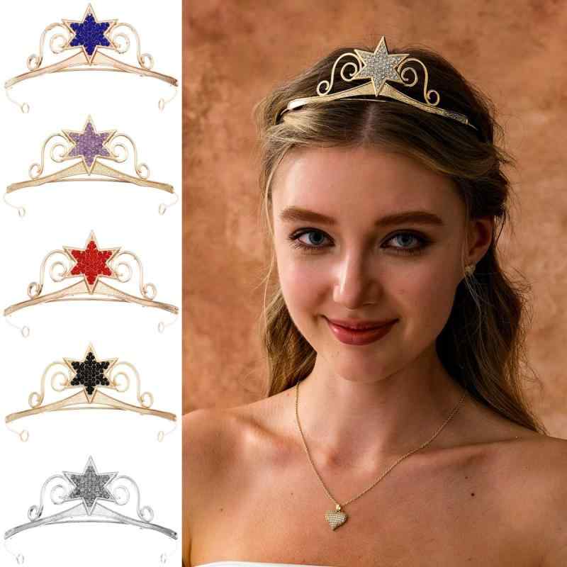 ティアラ 女の子 レディース クラウン 王冠 ヘアアクセサリー ヘッドドレス プリンセス 星 六芒星 ジルコニア ラインストーン キラキラ 合金 電気メッキ加工 結婚式 誕生日 舞台 ウェディング ブライダル ステージ衣装 ゴールド シルバー ブラック