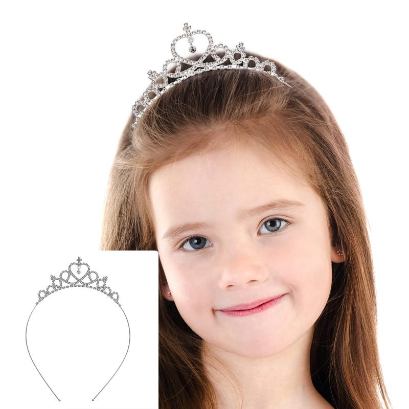 カチューシャ キッズ 女の子 王冠 ティアラ プリンセス ハート ラインストーン シルバー キラキラ ヘアアクセサリー 髪飾り ヘッドドレス 発表会 結婚式 ダンス かわいい 華やか フォーマル 子供用 ジュエリー 細め