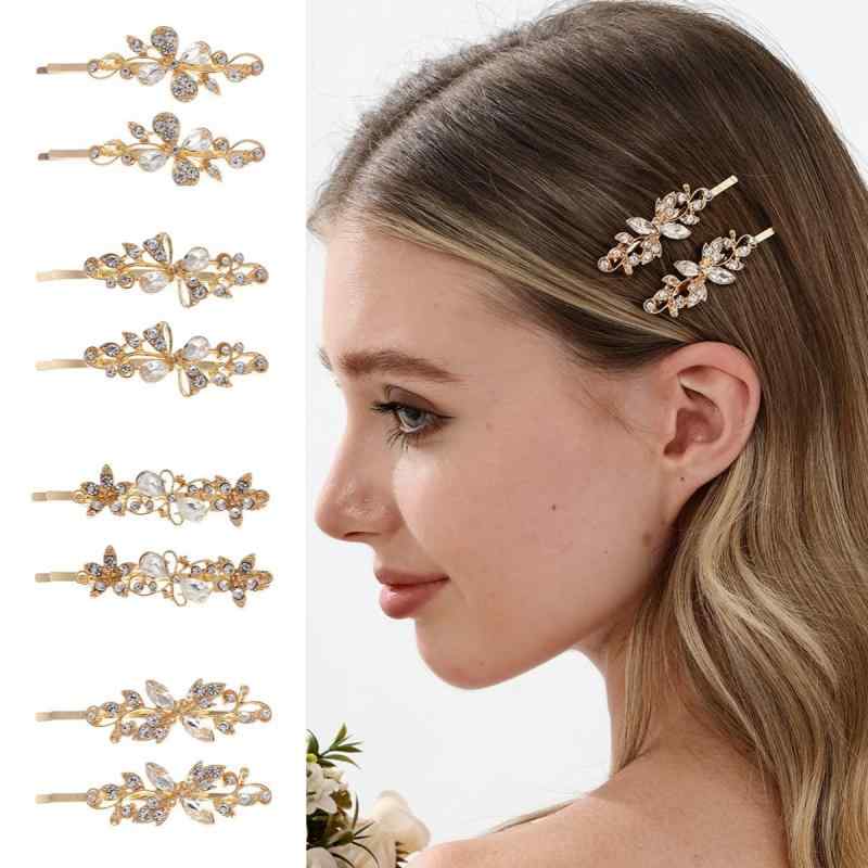 ヘアクリップ レディース ヘアアクセサリー 髪留め バレッタ ヘアピン 髪飾り 亜鉛合金 電気メッキ加工 ジルコニア 花 蝶 葉 植物 モチーフ フレンチ ヴィンテージ風 レトロ 高級感 エレガント 華やか 通勤 パーティー 普段使い ゴールド オールシ