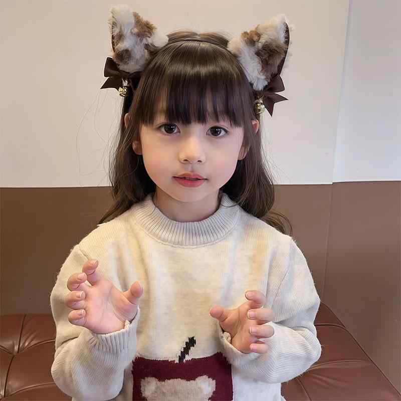 Cachucha - カチューシャ レディース キッズ 女の子 ヘアアクセサリー ヘッドバンド 髪飾り リボン 猫耳 もこもこ ふわふわ ボア ファー ハンドメイド かわいい スイート フェミニン カジュアル 秋冬 カーキ クリップ