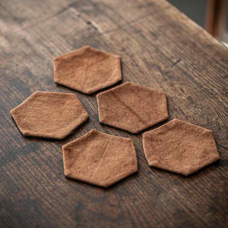 コースター 茶托 茶道用品 茶道具 ハンドメイド 草木染め 絞り染め 手縫い 断熱マット 鍋敷き 鉄瓶敷き ティーマット カップマット 布製 コットン ブラウン 栗 和風 モダン おしゃれ レトロ ヴィンテージ風 キッチン雑貨 来客用 普段使い