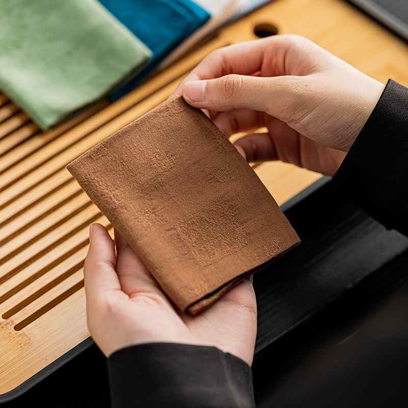 頭髮頭巾 - 茶巾 綿 ジャガード 吸水性 道具 敷物 テーブル ダスター ミニタオル 手拭い ハンカチ 功夫 中国式 ツール ティーマット キッチン グッズ 雑貨 クロス 高級感 シック おしゃれ グレー グリーン ネイビー