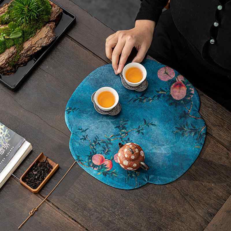 ・カテゴリ: 茶席・素材: 布・スタイル: 中国風・サイズ: 33*33・カラー展開: パープル、イエロー、グレー、竹、梅、ブラウン、鶴、麦穂、ブルー