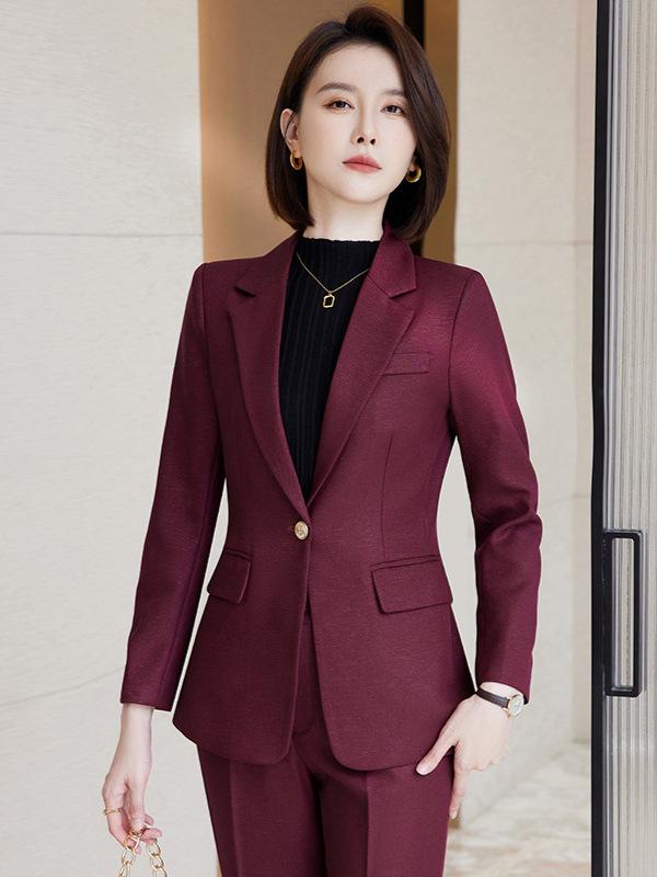 スーツ レディース 春夏 セットアップ ビジネス 通勤 面接 テーラードジャケット ロングパンツ 事務服 フォーマル オフィス 高級感 無地 シンプル 長袖 コーヒー ブラック ワインレッド スラックス きれいめ スリム