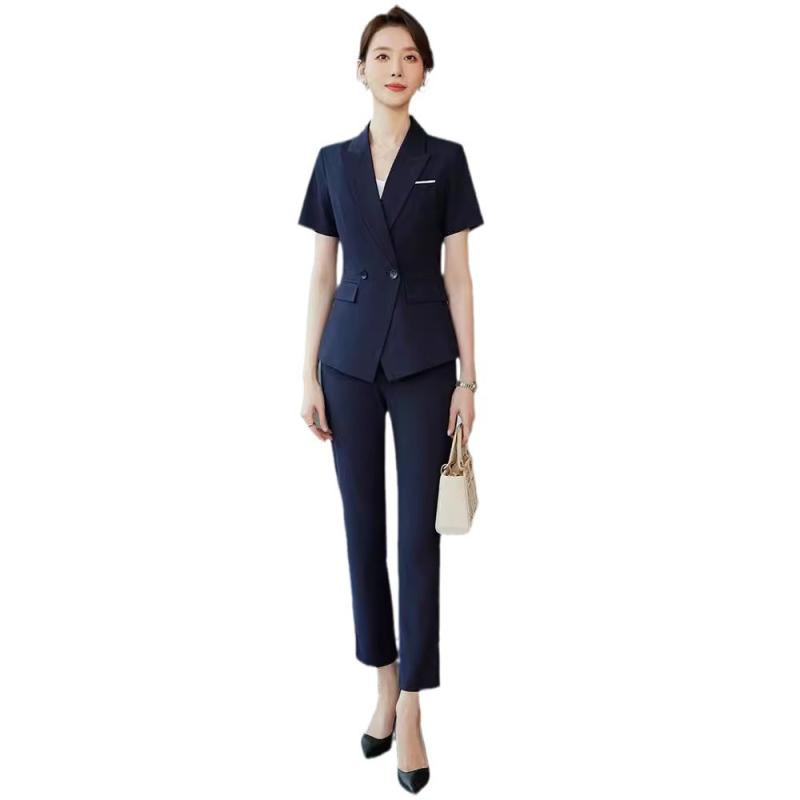 スーツ レディース セットアップ 春夏 半袖 テーラードジャケット 事務服 制服 仕事用 ビジネス 通勤 接客 ホテル フォーマル 上品 きれいめ 高級感 大きいサイズ パンツ スカート オフィス カジュアル エレガント 婦人服 スリム ネイビー グレー frontop-13327022 フロントップ楽天市場店 パッケージ画像
