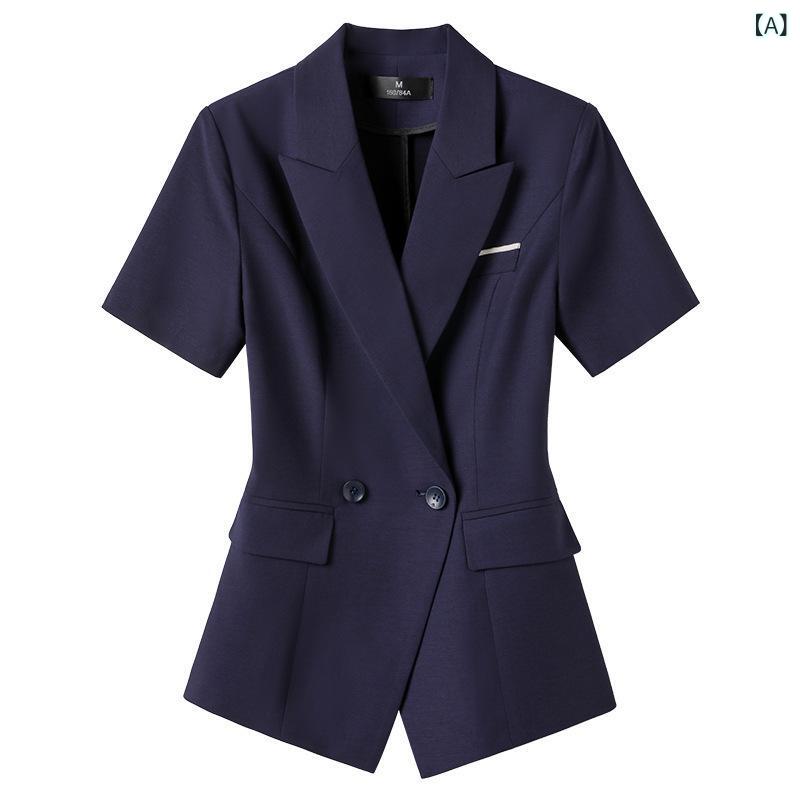 スーツ レディース セットアップ 春夏 半袖 テーラードジャケット 事務服 制服 仕事用 ビジネス 通勤 接客 ホテル フォーマル 上品 きれいめ 高級感 大きいサイズ パンツ スカート オフィス カジュアル エレガント 婦人服 スリム ネイビー グレー frontop-13327022 フロントップ楽天市場店 サンプル画像2
