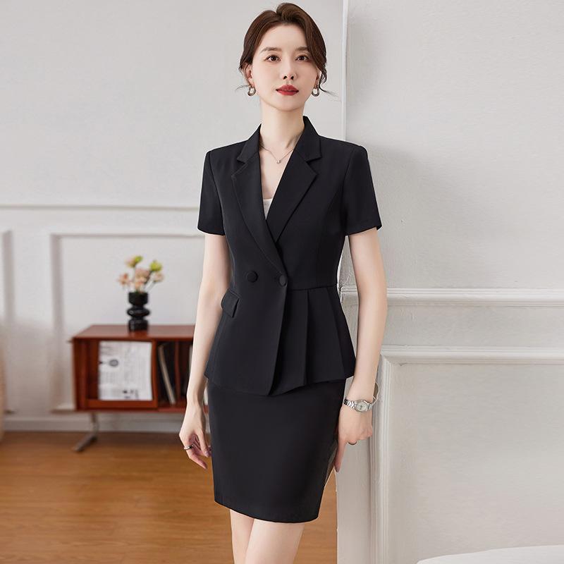 樂天商城 - スーツ レディース セットアップ 春夏 半袖 オフィス 通勤 制服 高級感 エレガント 上品 薄手 涼しい 美シルエット スタイリッシュ 着痩せ ブラック ブルー ホワイト スラックス パンツ スカート フォーマル