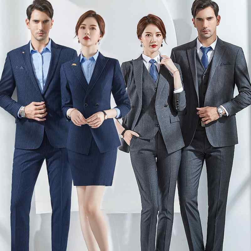 スーツ メンズ レディース セットアップ 厚手 秋冬 ジャケット スラックス スカート ベスト 制服 通勤 オフィス ビジネス フォーマル エレガント 綿 コットン グレー ブルー 無地 高級感 大きいサイズ 30代