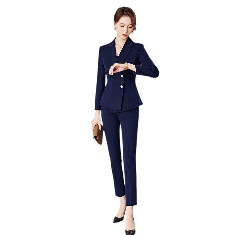 セットアップ レディース スーツ 長袖 テーラードジャケット ロングパンツ タイトスカート 事務服 仕事着 通勤 オフィス ビジネス エレガント 高級感 フォーマル 秋冬 ネイビー ブラック イエロー