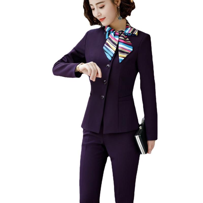 セットアップ レディース スーツ 事務服 制服 キャビンアテンダント 客室乗務員 ホテル 接客 通勤 秋冬 長袖 上下セット パンツスーツ スカートスーツ ジャケット パンツ スカート フォーマル オフィス OL ポリエステル きれいめ 上品 高級感 ブ