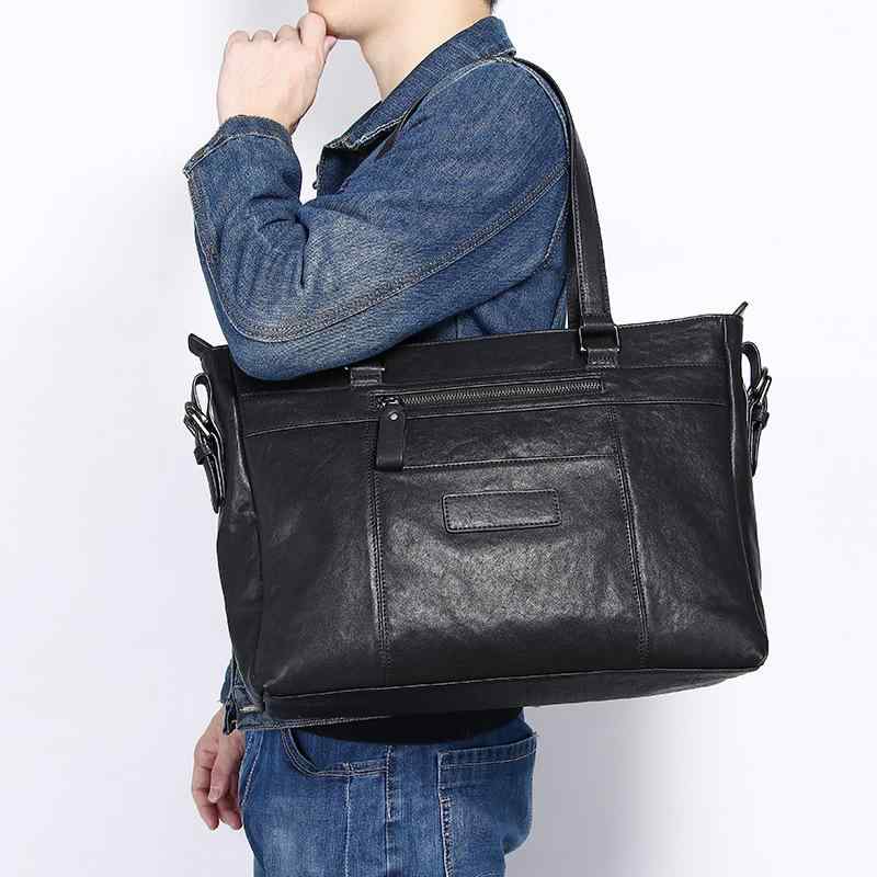・カテゴリ: メンズハンドバッグ・スタイル: 都市型ミニマル・素材: 牛革（トップレイヤー牛革）・裏地: ポリエステル・柄: 無地・流行要素: ステッチ・カラー展開: ブラック・用途: カジュアル、旅行・機能: 通気性、超軽量・PCサイズ: 14英寸・性別: メンズ