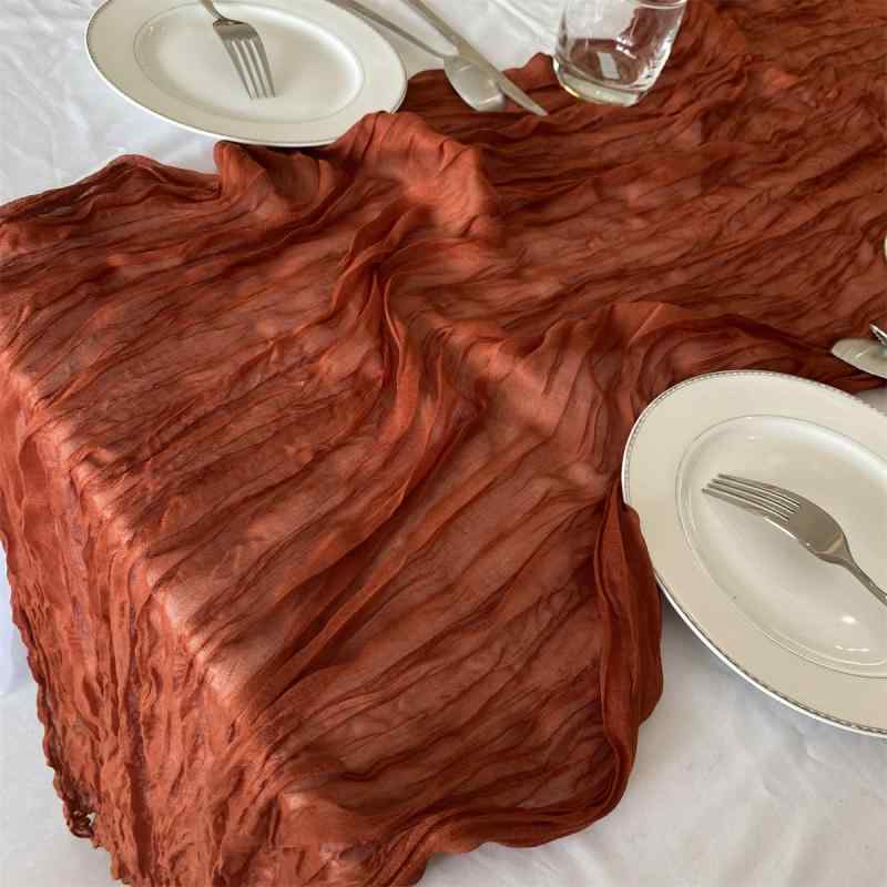 テーブルランナー テーブルセンター 90*300cm 結婚式 披露宴 パーティー 装飾 飾り付け ヴィンテージ風 無地 ポリエステル しわ加工 ガーゼ バリ紗 インテリア ホワイト ベージュ ブルー ダイニング キッチン おしゃれ かわいい 柔らかい 撮