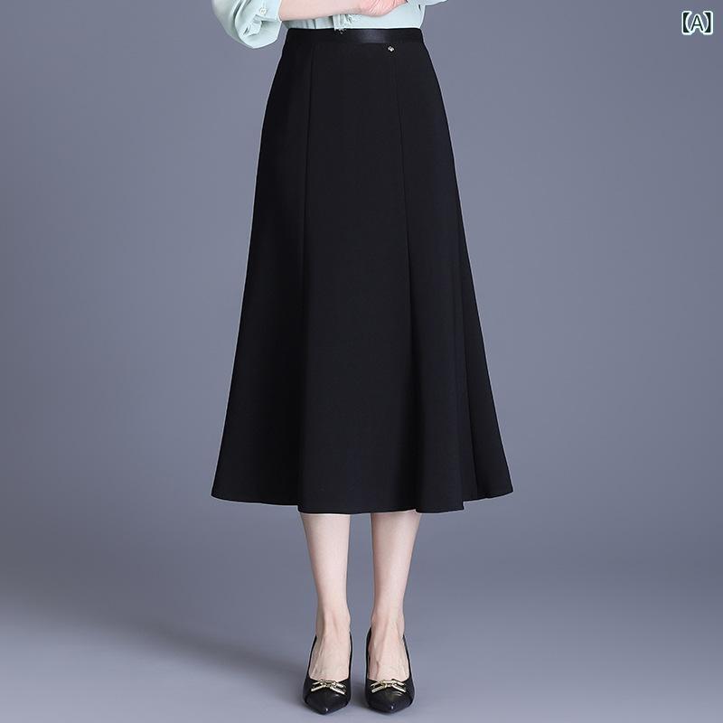 スカート レディース タイト ペンシル ロング丈 ミモレ丈 ハイウエスト スリット ストレート ブラック 黒 オフィス 通勤 事務服 仕事用 きれいめ 上品 エレガント 伸縮性 ストレッチ 秋冬 ポリエステル ボトムス 無地 膝下 Iライン frontop-13333081 フロントップ楽天市場店 サンプル画像2
