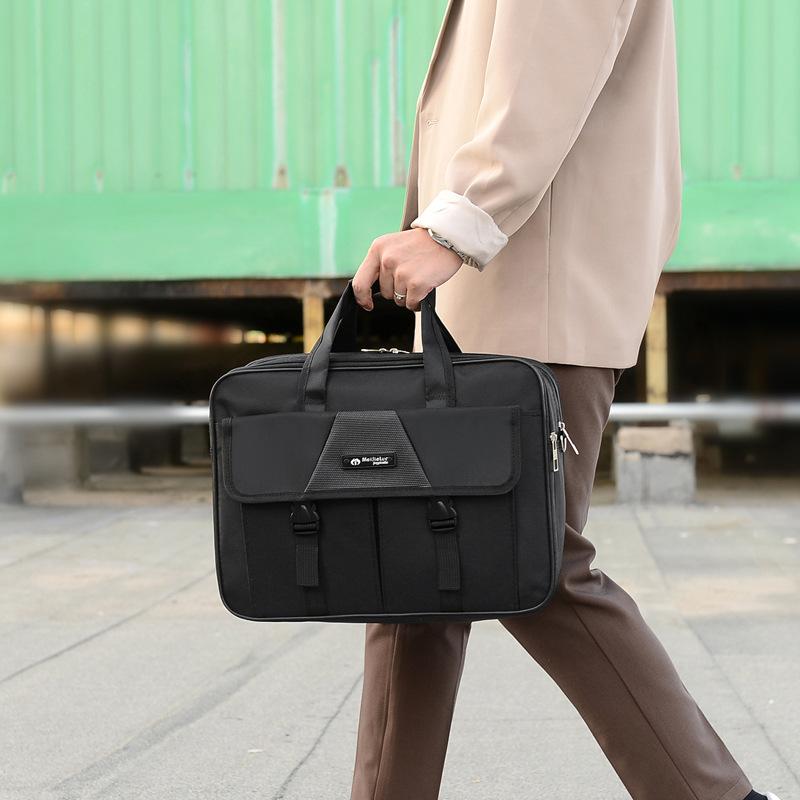 Attache Case - ビジネスバッグ メンズ ノートPC 15インチ ショルダー 鞄 カバン 大容量 ナイロン ポリエステル 通勤 会議 仕事 カジュアル 無地 シンプル 軽量 耐久性 多機能 肩掛け 手提げ ブリーフケース