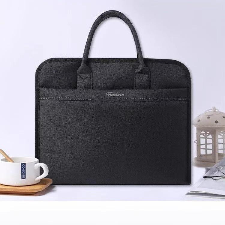 Men'S Bag - ビジネスバッグ メンズ 鞄 手提げ ブリーフケース 書類入れ ファイルホルダー 大容量 防水 撥水 軽量 通勤 出張 オフィス 仕事用 オックスフォード素材 帆布 キャンバス 無地 ブラック 通気性 マチ拡張 負担軽減