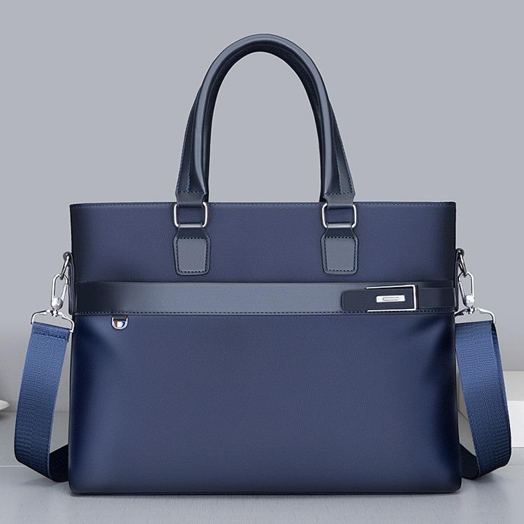 Attache Case - ビジネスバッグ メンズ ブリーフケース 鞄 カバン ショルダー 肩掛け 斜めがけ 2way 手提げ 大容量 15インチPC 通勤 出張 営業 オックスフォード素材 丈夫 通気性 シンプル 春夏 ブラック ブルー