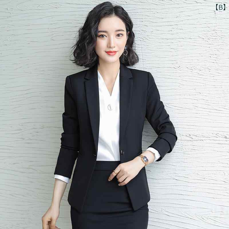 セットアップ レディース スーツ 事務服 制服 通勤 オフィス フォーマル 高級感 テーラードジャケット スカート パンツ シャツ ブラウス ベスト ポリエステル ポリウレタン ストレッチ 秋冬 ブラック ブルー ホワイト 3