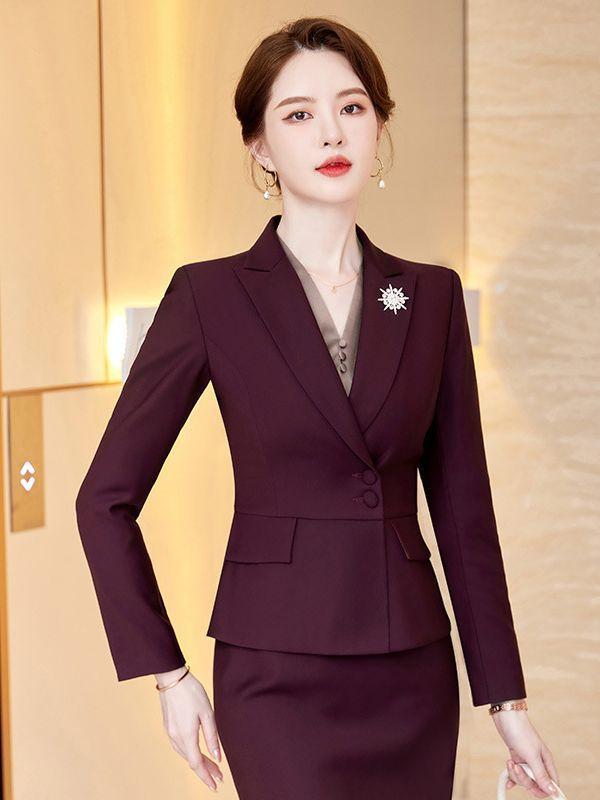 Suits For Job Interviews - セットアップ レディース テーラードジャケット パンツ スカート 高級感 オールシーズン ビジネス フォーマル オフィス 通勤 事務服 接客 ブラック ブルー グレー 長袖 半袖 ポリエステル ストレッチ スーツ