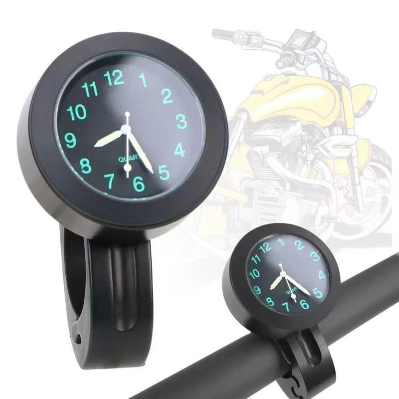 バイク用 時計 防水 夜光 22mm ハンドルバー 便利 時間確認 ボタン電池使用 自転車用 オートバイ アナログ時計 簡単設置 コンパクト アルミニウム合金製 耐衝撃性