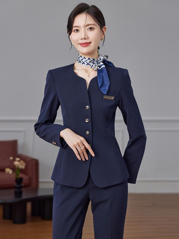 Ceremonial, Mourning - ビジネススーツ レディース オフィスウェア 制服 上下セット ジャケット パンツ タイトスカート ミニ丈 小さいサイズ 通勤 OL 高級感 春秋 ネイビー ダークグレー ブラック ポリエステル レーヨン 長袖